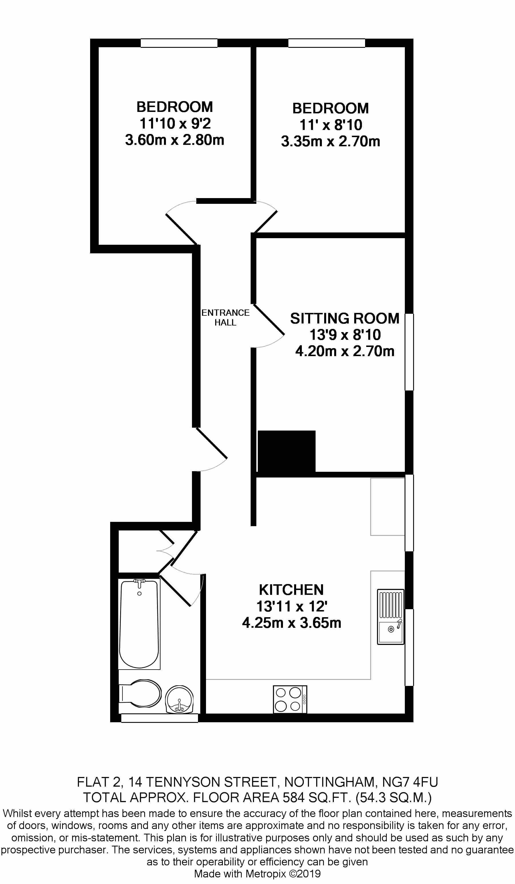 2 bedrooms apartment, 14 Flat 2 Tennyson Street Nottingham Nottinghamshire